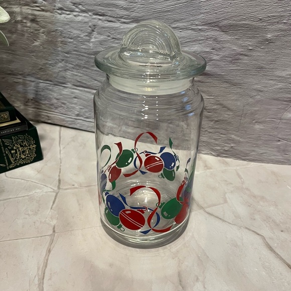 VINTAGE Glass Jar with Lid – Holiday Ornaments Design - Picture 7 of 9